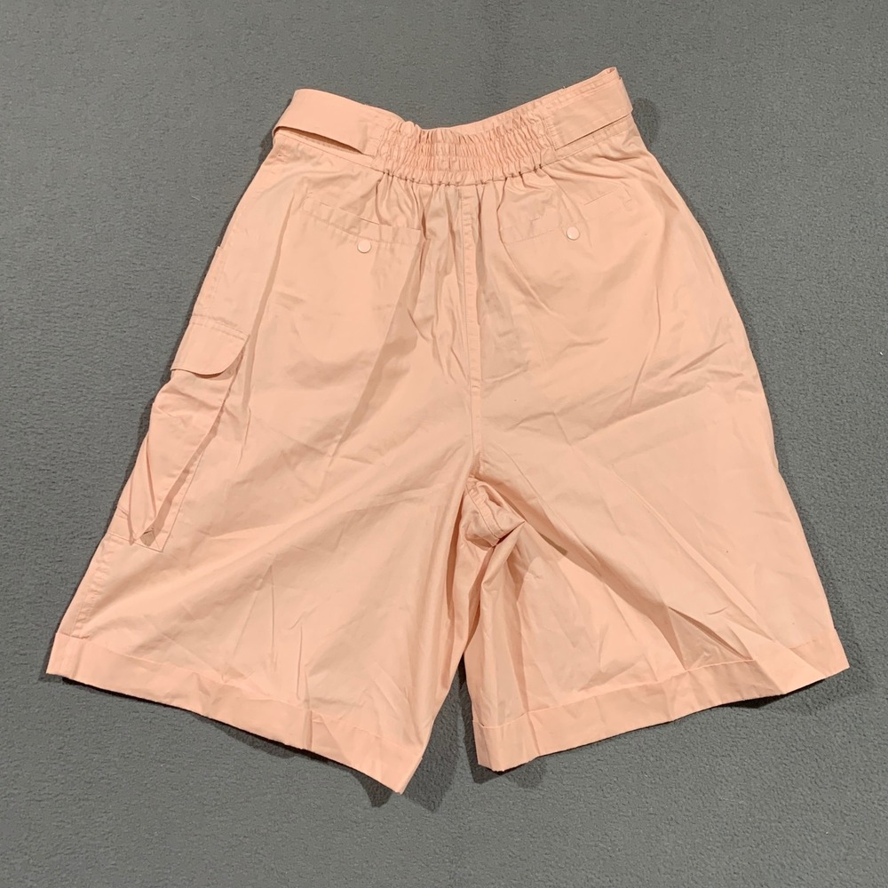 VTG Unique Chaus Pink High Waist Cargo Shorts Womens 10 Bermduda Belted 80s‎ 90s - Picture 9 of 9
